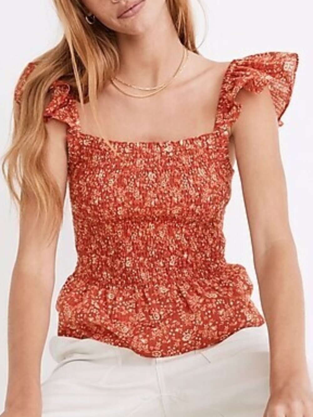 Madewell Lucie Smocked Peplum Top